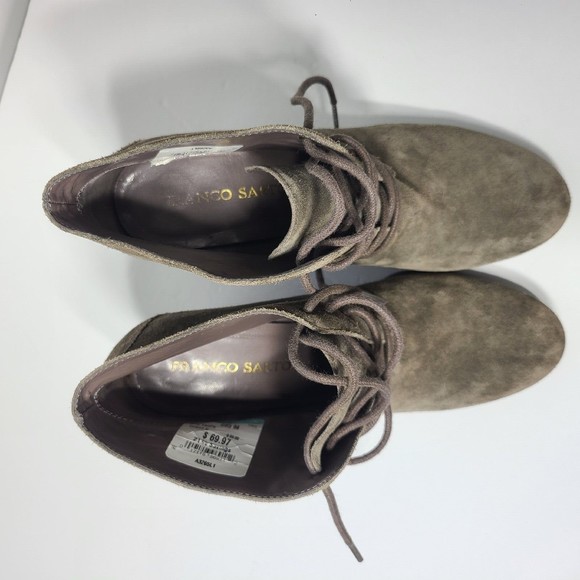 Franco Sarto Weston Bootie Size 8.5 Taupe Suede Leather Lace Up Wedge - Picture 13 of 16